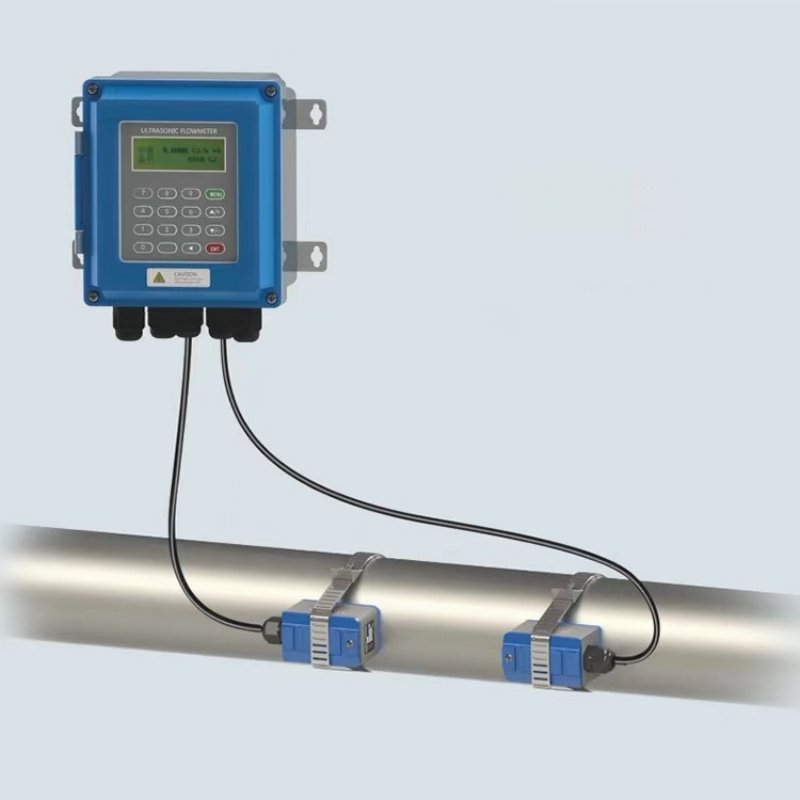 OEM Clamp-On Type Digital Display Wall Mounted Portable Ultrasonic Flow Meter Non Contact for Water Gas Oil Liquid Air Medium