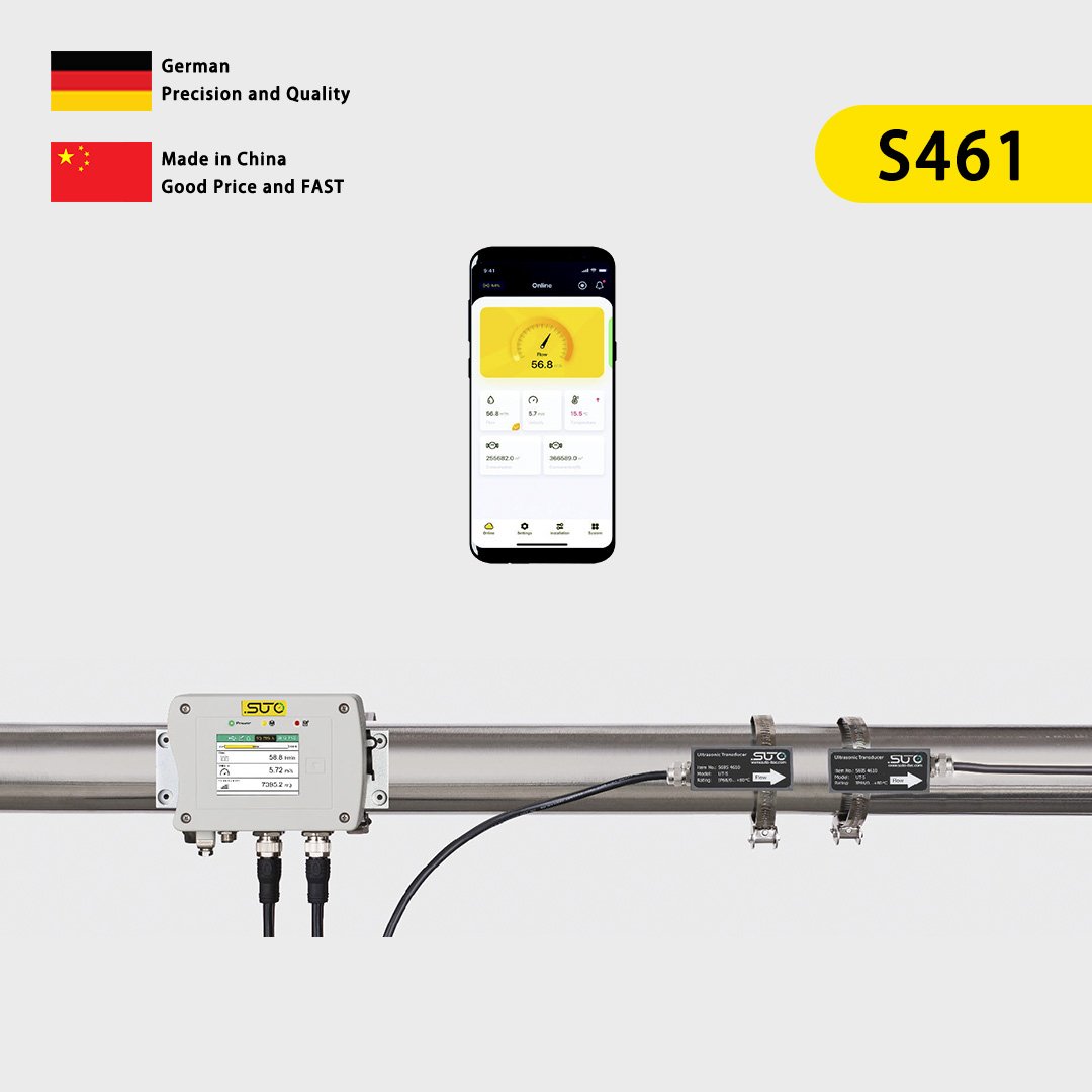 SUTO S461 Clamp-on Liquid Flow Meter Ultrasonic Transducer Heat Recovery Principle Meter