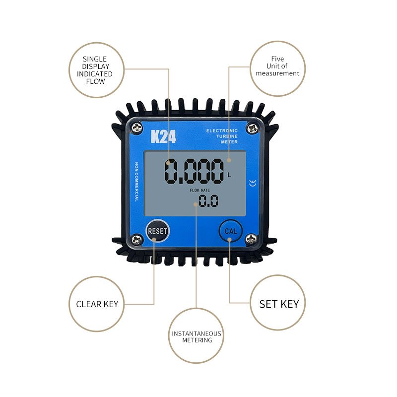High Voltage Aluminium Alloy Electronic Digital Water Diesel Gasoline Flow Meter K24 Flowmeter K24 Digital Turbine Flow Meter
