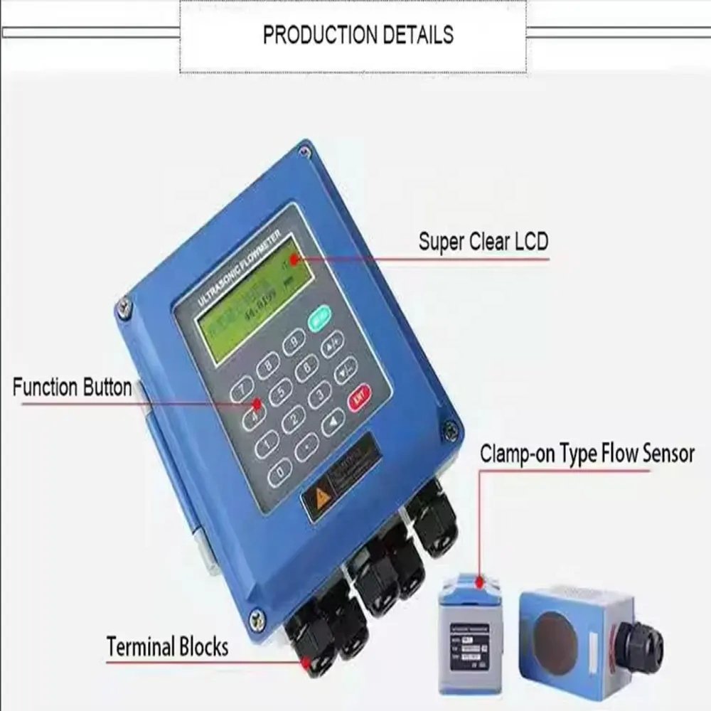 Oem Explosion Proof High Precision Clamp on Metal Ultrasonic Flowmeter Sensor Digital Water Liquid Ultrasonic Flow Meter
