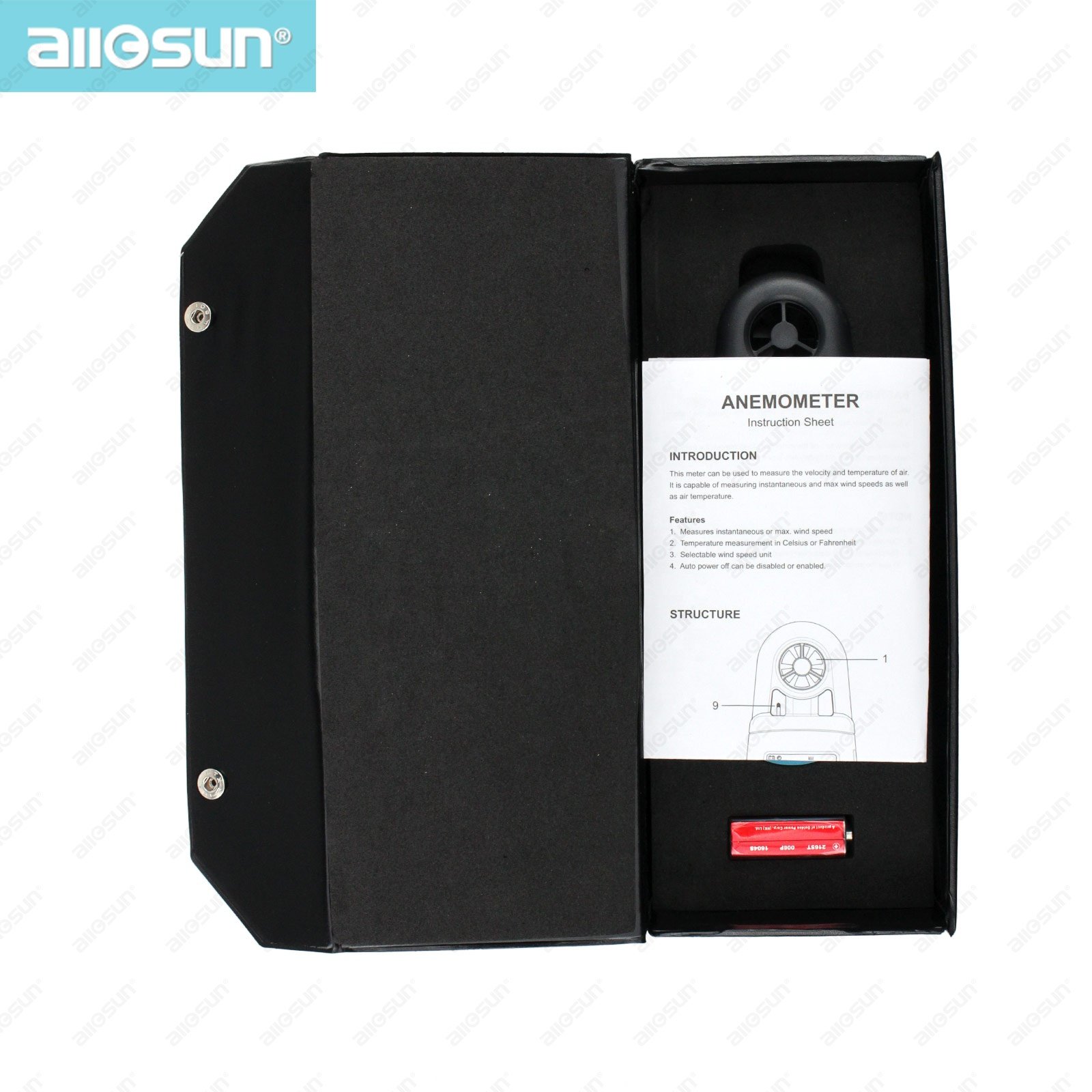 All-sun EM2245 Digital Anemometer Handheld Wind Speed Meter LCD Air Temperature Velocity Meter Air Flow Meter