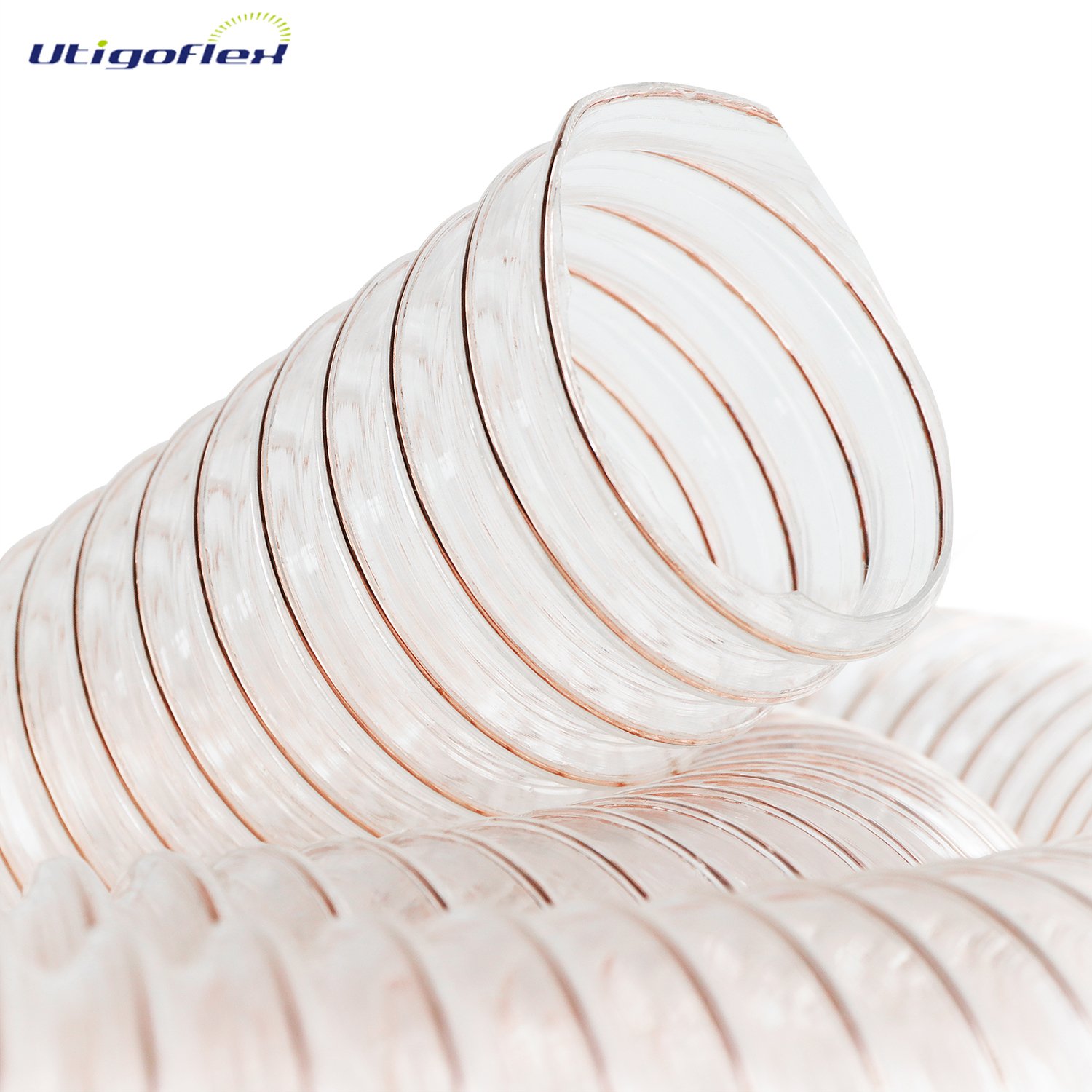 High Flexibility Transparent PU Duct Hose with Copper-Plated Steel Wire Oil & Fuel Resistant Industrial Suction Hose
