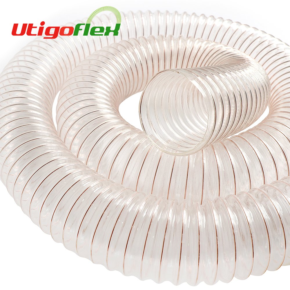 High Flexibility Transparent PU Duct Hose with Copper-Plated Steel Wire Oil & Fuel Resistant Industrial Suction Hose