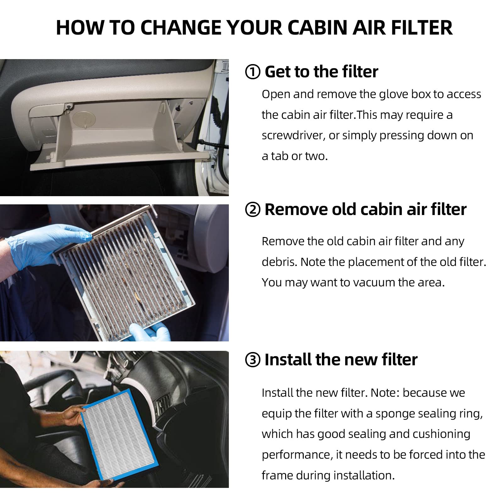 Cabin Air Filter HEPA FL3H-19N619-AC FL3Z-19N619-A KL3Z-19N619-AA for Ford Expedition F150 F250 F350 Lincoln Navigator