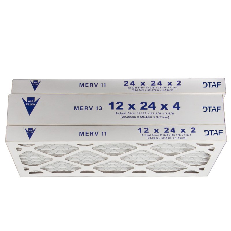 Customized Cardboard Paper Pleated Frame AC Furnace HVAC 24x24x2 MERV 8 11 13 Air Filter Replacement Air Conditioner Filter