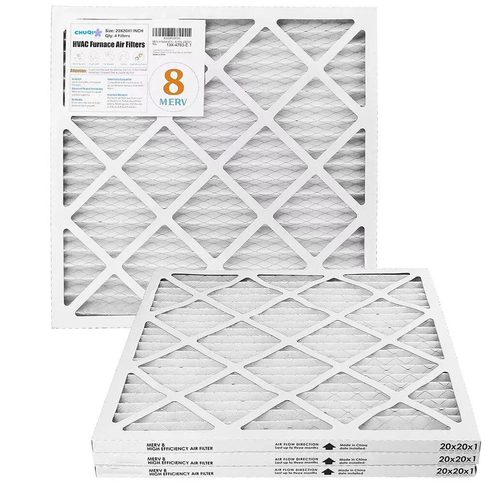 Cardboard Paper Pleated Frame 20x20x1 MERV 8 HVAC AC Air Filter Replacement Air Conditioner Furnace Filter