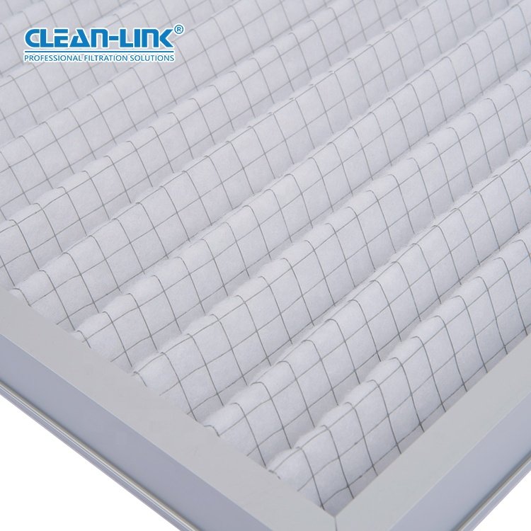 Synthetic Fibre Pleated Panel Filter with Aluminum Frame G3 G4 F5 Air Filter for Ventilation Systems Pre Filtration