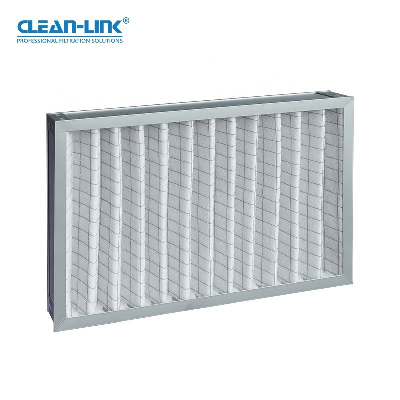 Synthetic Fibre Pleated Panel Filter with Aluminum Frame G3 G4 F5 Air Filter for Ventilation Systems Pre Filtration