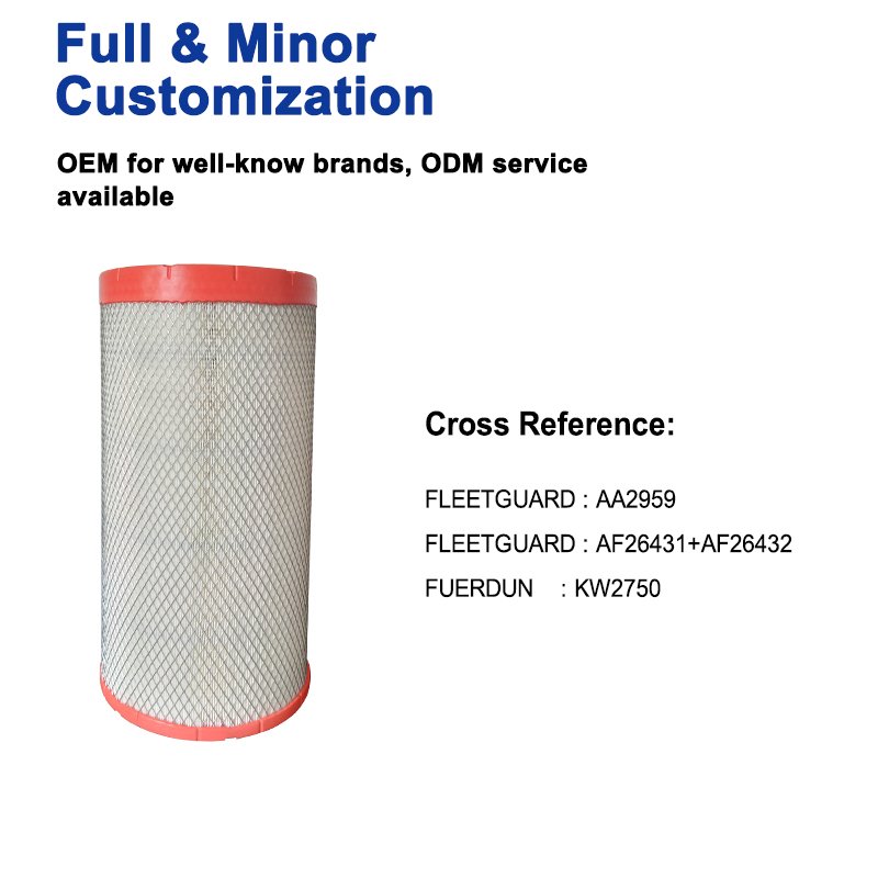 Manufacturer Dongfeng Truck Air Filter Element KW2750 Cartridge Air Filter AA2959 AF26431 AF26432 Fit for F*eetguard Air Filter