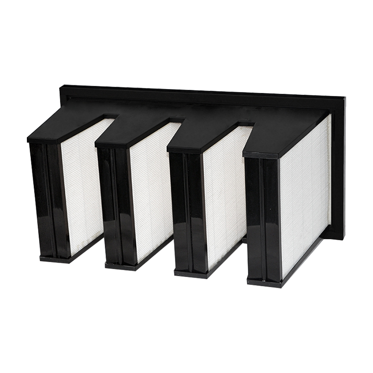 High Capacity Compact V Bank HVAC Air Filter H13 H14 air Purification Filter