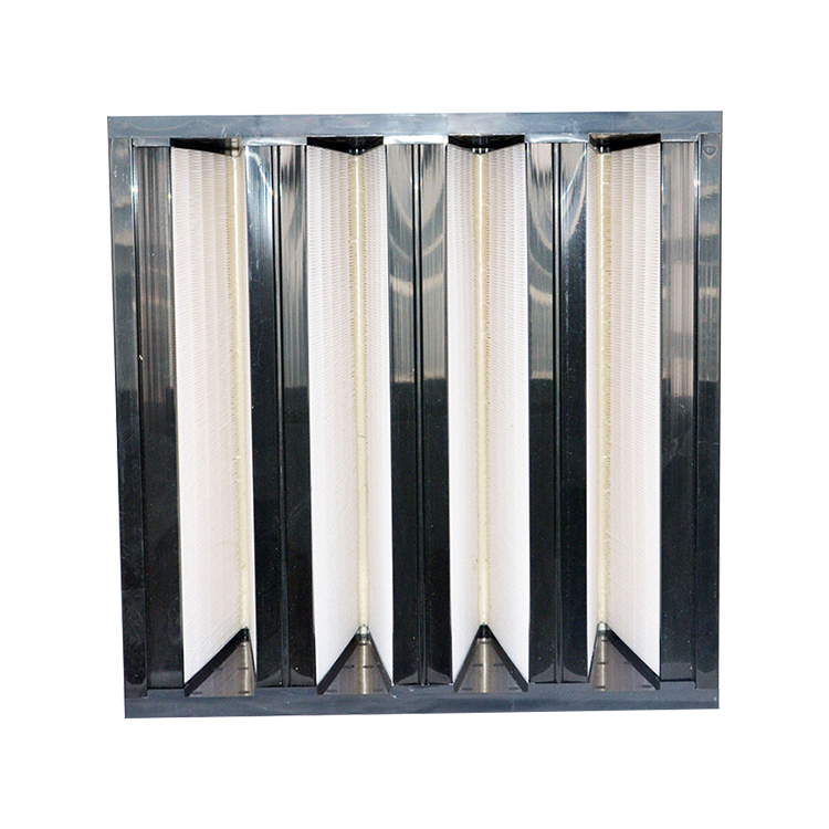 High Capacity Compact V Bank HVAC Air Filter H13 H14 air Purification Filter