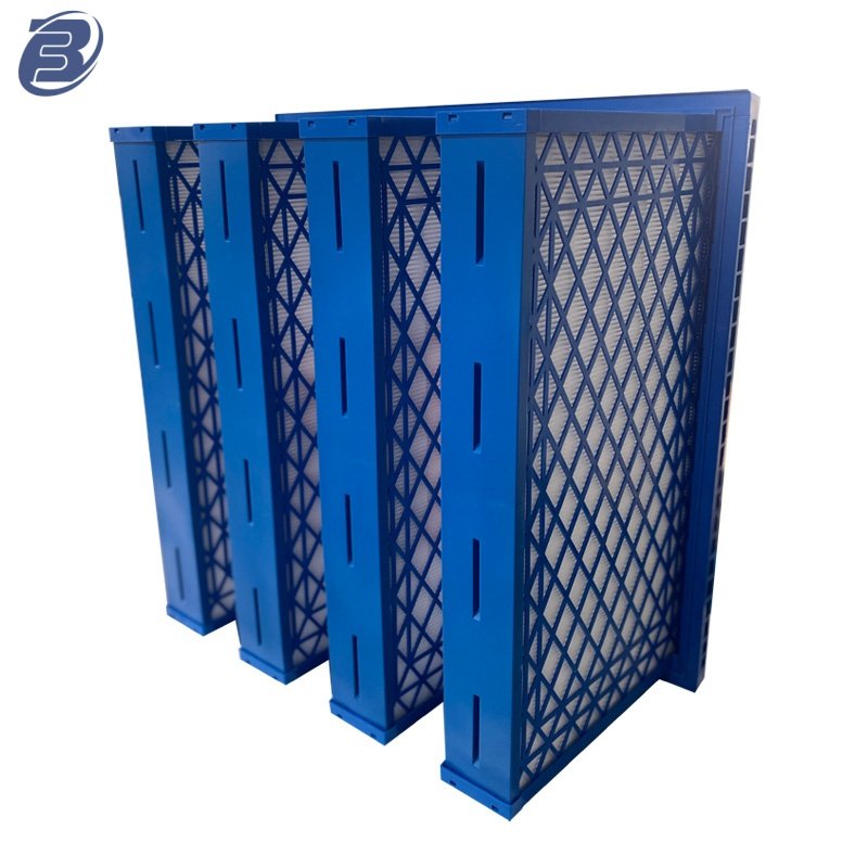 Industrial ABS/Galvanized Frame Glassfiber Media Composed Mini Pleated Gas Turbine Air Filter