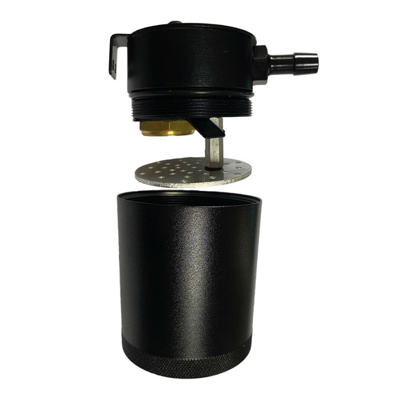 Aluminum 2-Port Oil Catch Can With Baffle Petrol Diesel Turbo Tank Reservoir High Double Flow Exhaust Pipe Engine Oil Can