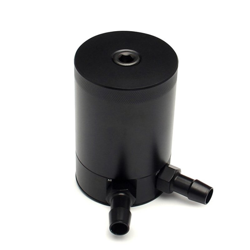 Aluminum 2-Port Oil Catch Can With Baffle Petrol Diesel Turbo Tank Reservoir High Double Flow Exhaust Pipe Engine Oil Can