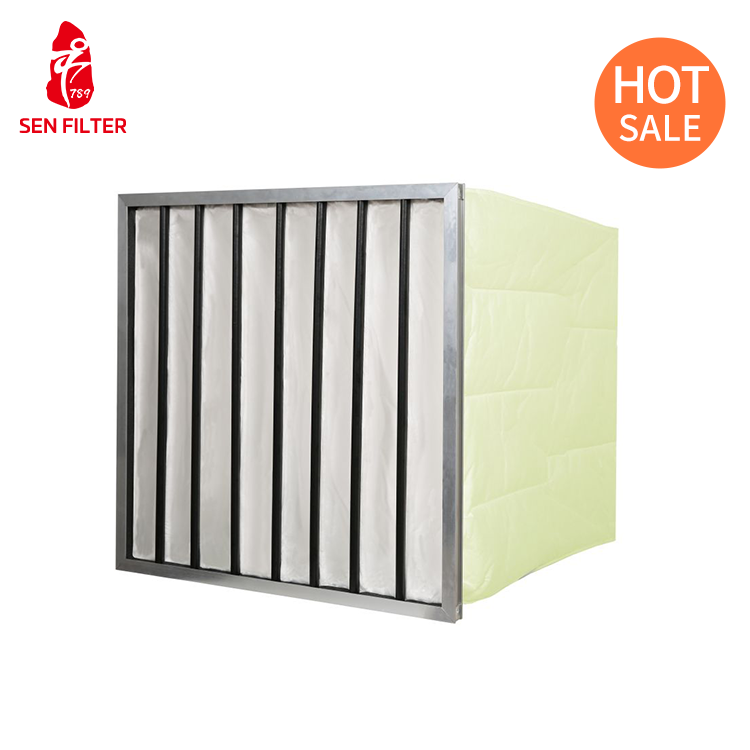 Factory Wholesale Price High Efficiency Synthetic Pocket Air Filter, 12x24x22", MERV 13 Bag Filter