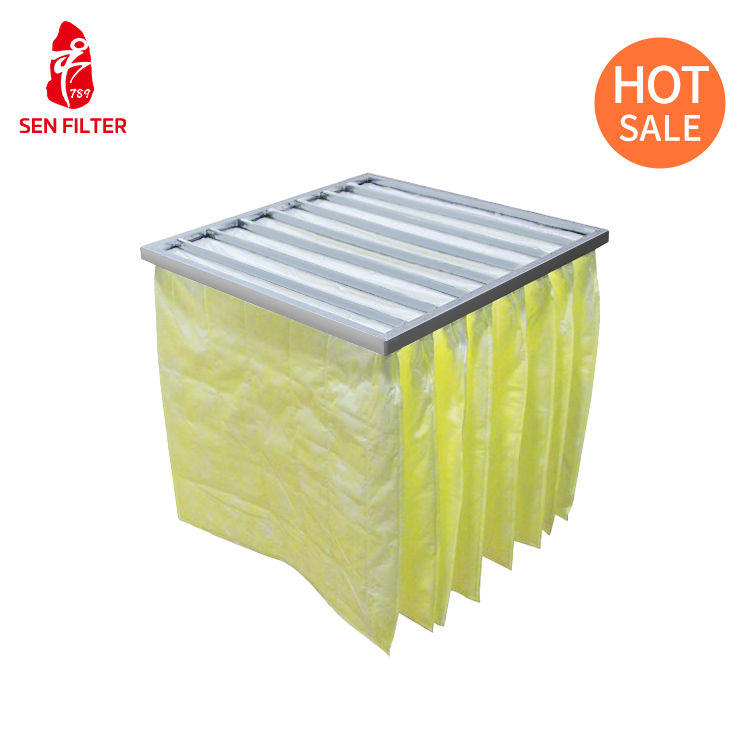 Factory Wholesale Price High Efficiency Synthetic Pocket Air Filter, 12x24x22", MERV 13 Bag Filter