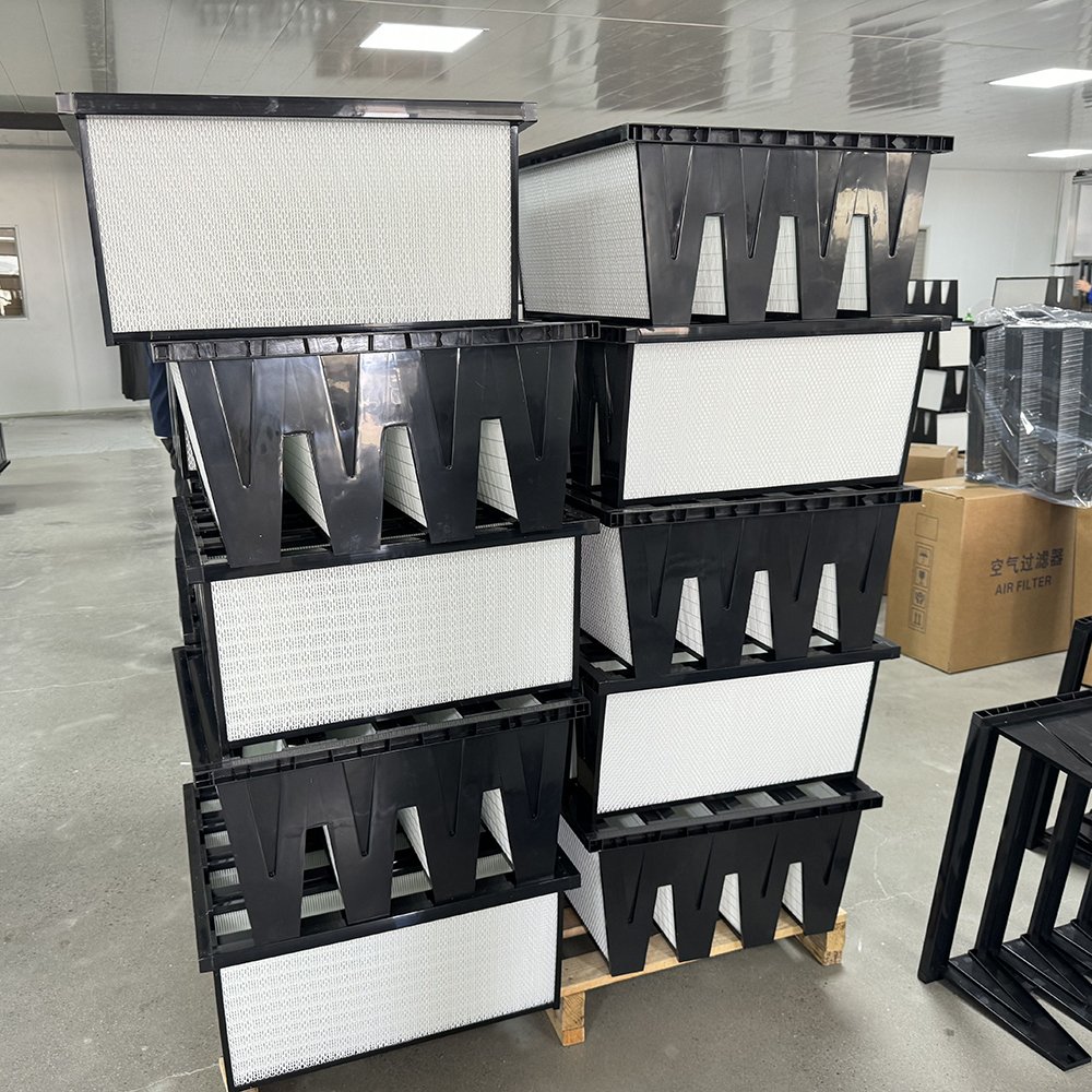 High Efficiency V-bank Ventilation Filter HVAC System Air Filter Air Conditioning Rigid V-bank Box air Hepa Filter for AHU