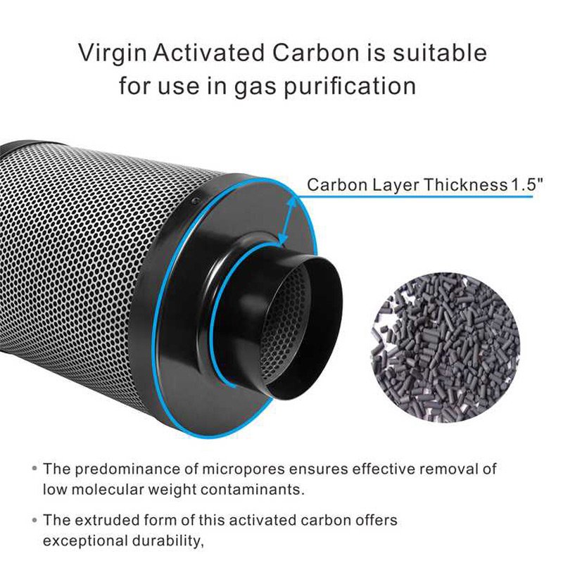 Hydroponic 6 Inch 8 Inch 10 Inch 12 Inch Grow System Carbon Air Filter Activated Carbon Filter for Inline Fan