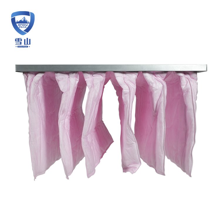 Hot Sale European Standard Light Pink Medium Efficiency F7 Filter Bag Pocket Air Filter