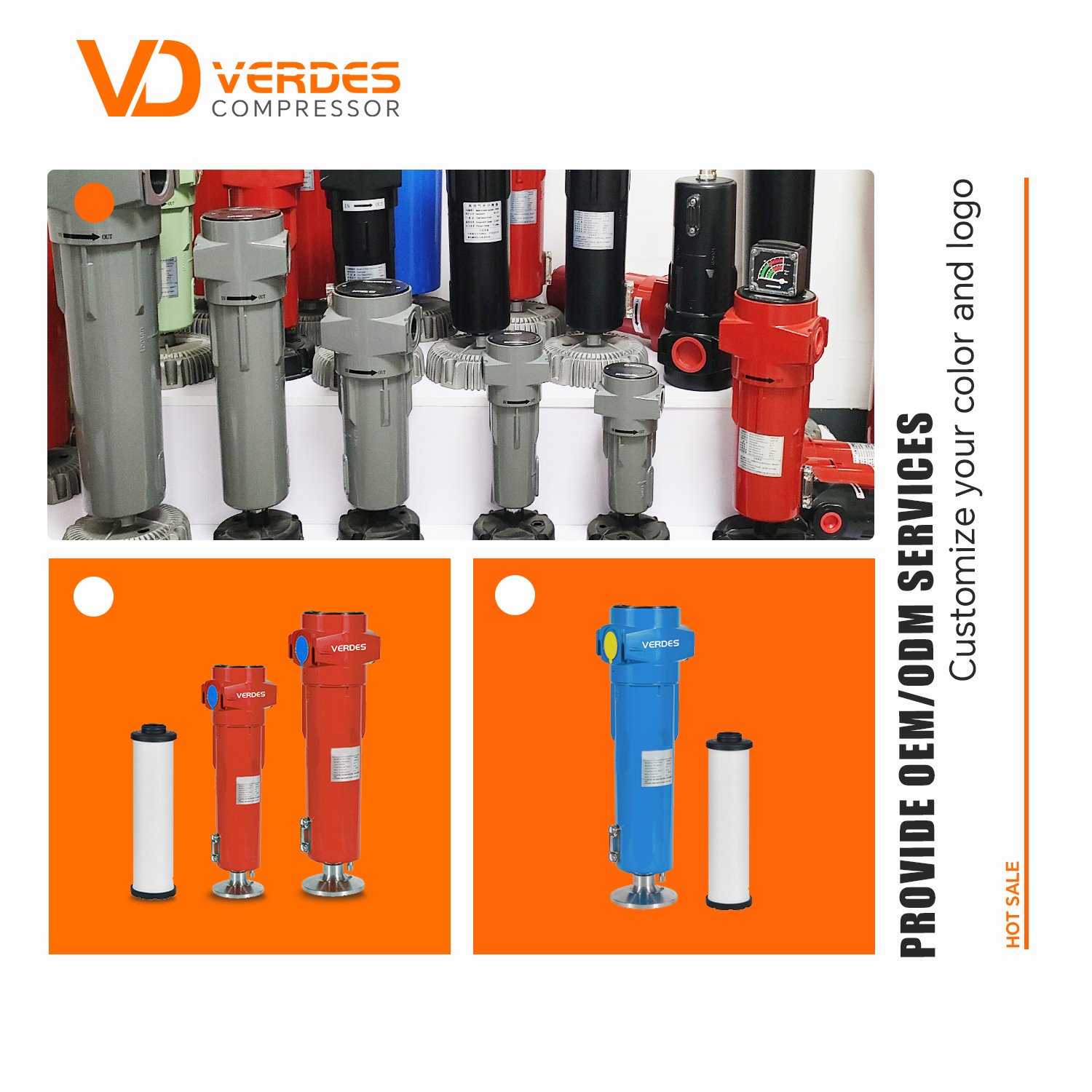Verdes Compressor Air Dryer Pipe Line Air Filter element for Atlas for Ingersollrand SULLAIR BOGE Kaeser Quincy