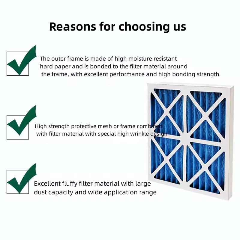Hot Selling Cardboard Frame Pleated Air Filter Merv 7 Furnace House-use Air Filter