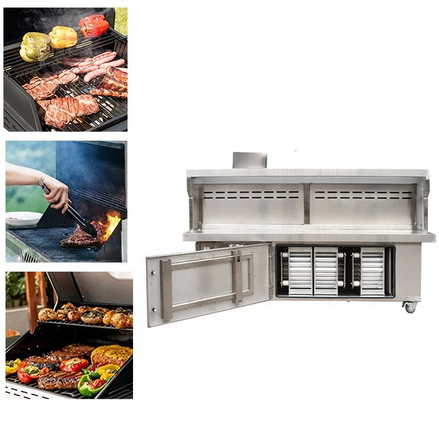 Mobile Barbecue Trolley With Wheels and Electrostatic Filter ESP for Charcoal Rotisserie Smoke Purifier 98% Filtration