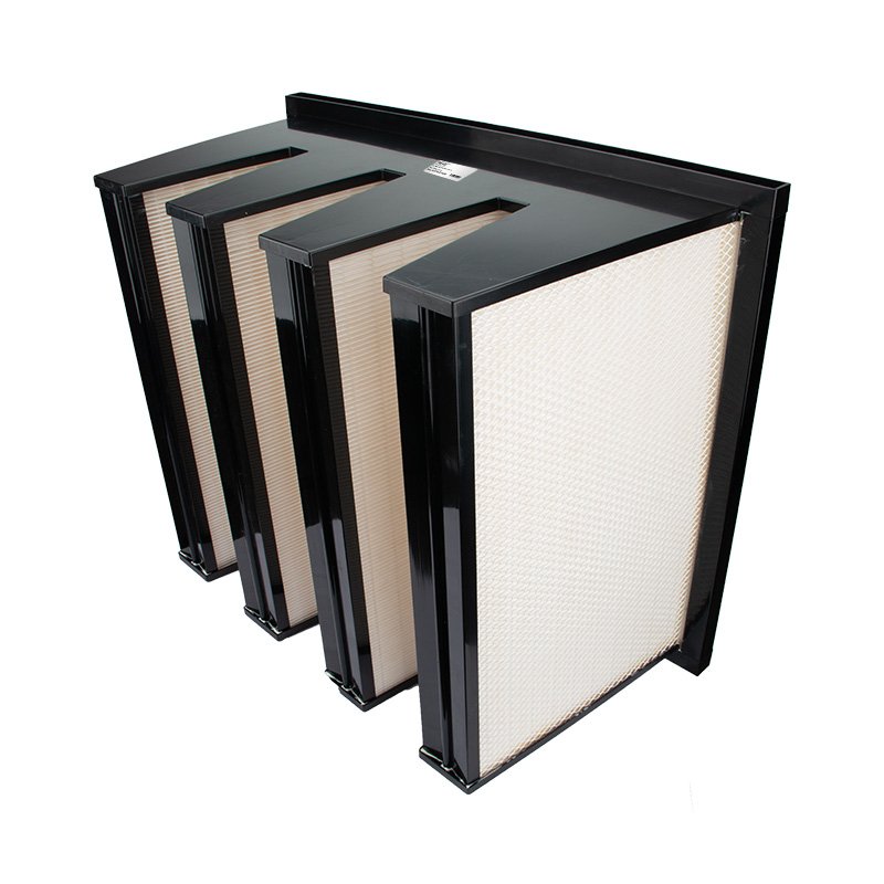 V-Shape Sub HEPA Precision Filter 595x595x292 Size 90-95% Efficiency New AHU Filters Medium Fiberglass Media H14