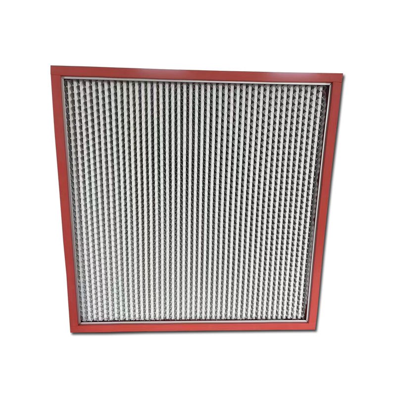 Synthetic Fiber Aluminum High Temperature Deep Pleat HEPA Filter With Partition With Red Seal Ring Heat Resistance Air Filter