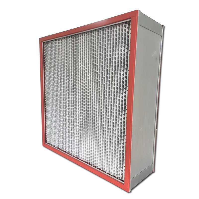 Synthetic Fiber Aluminum High Temperature Deep Pleat HEPA Filter With Partition With Red Seal Ring Heat Resistance Air Filter