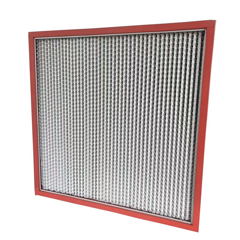 Synthetic Fiber Aluminum High Temperature Deep Pleat HEPA Filter With Partition With Red Seal Ring Heat Resistance Air Filter