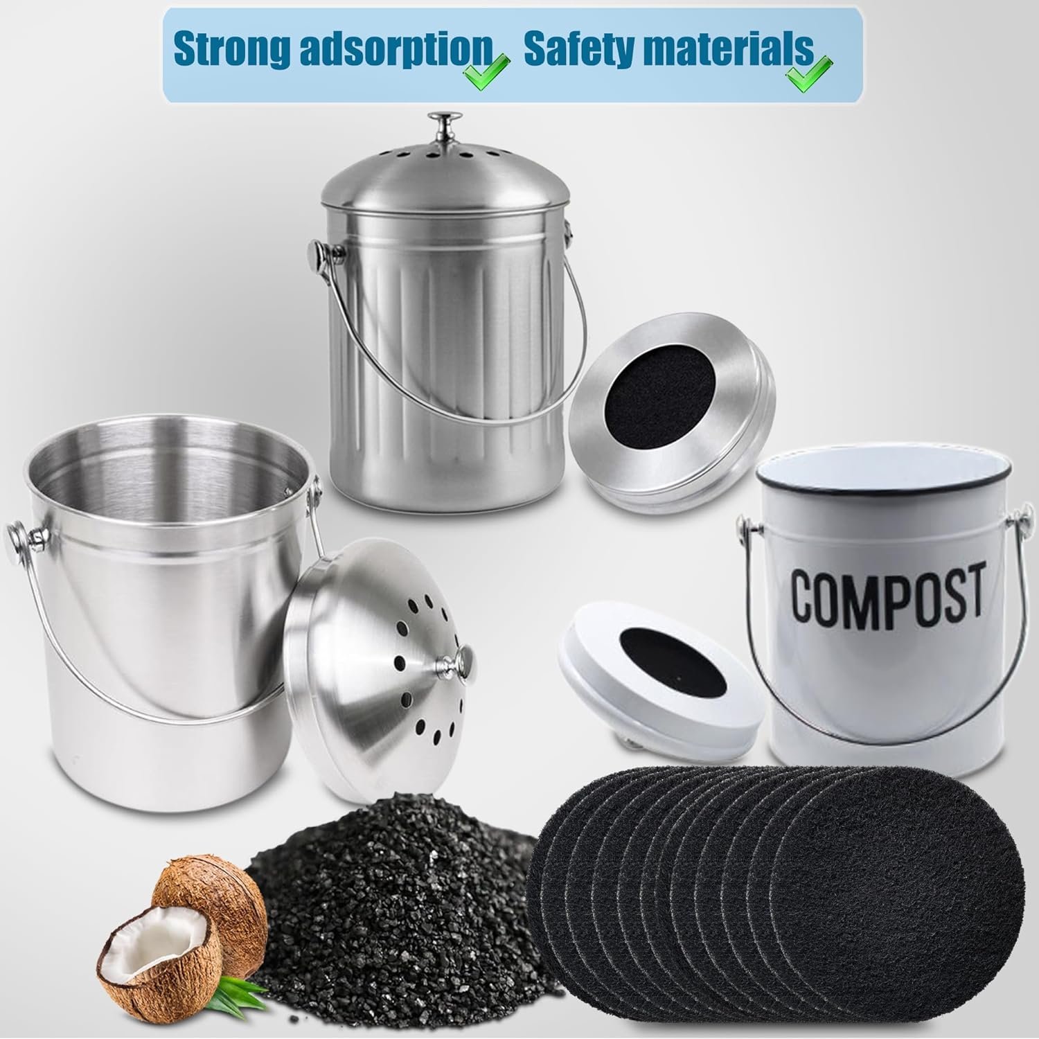Woxin Round Charcoal Filter Replacement Compost Bin Air Filter Activated Carbon Disc