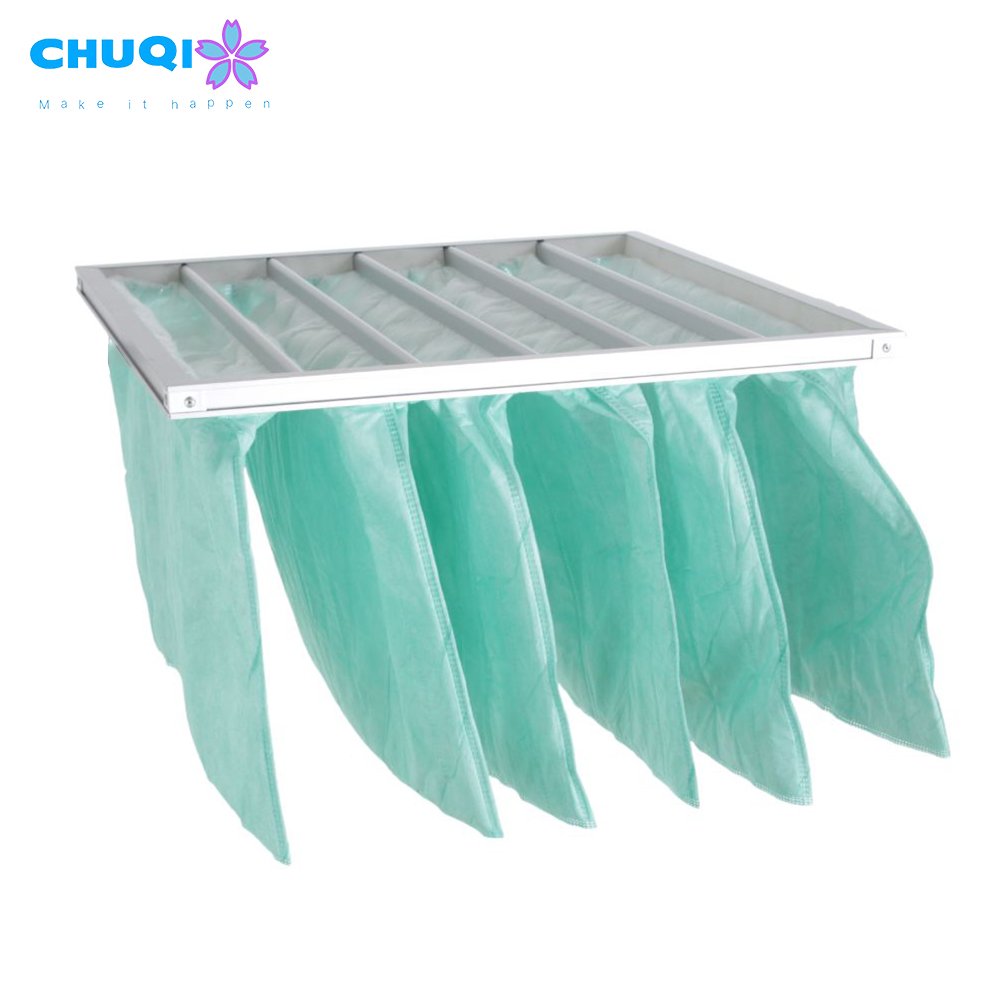 High Efficiency Synthetic Fiber Pocket Filter Pvc Frame air Filter Medium Efficiency Dust Flour Filter for Hospitals Cleanroom