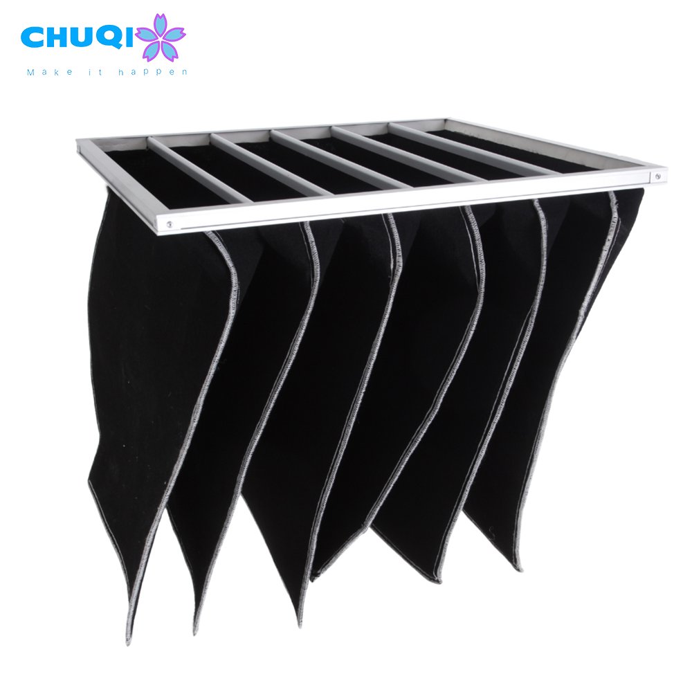 High Efficiency Synthetic Fiber Pocket Filter Pvc Frame air Filter Medium Efficiency Dust Flour Filter for Hospitals Cleanroom