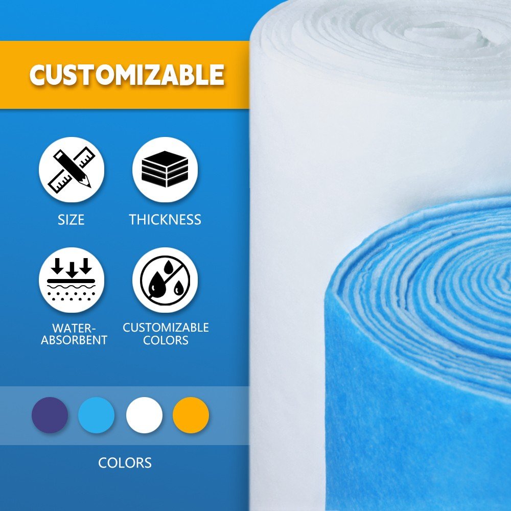 Coarse Cotton Blue and White Polyester Air Filter Paint Spray Pre-Filter Medium Air Cotton Material Roll Pre-Filter Products