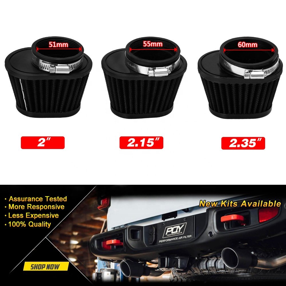 Pod Air Filter Intake Cleaner 50mm 51mm 54mm 55mm 60mm Oval Round Tapered Cone Clamp-On for Car Motorcycle PQY-AIT320/322/324