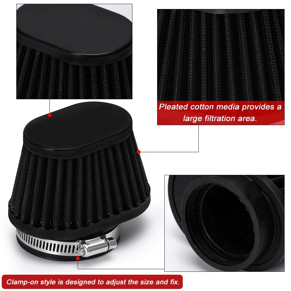 Pod Air Filter Intake Cleaner 50mm 51mm 54mm 55mm 60mm Oval Round Tapered Cone Clamp-On for Car Motorcycle PQY-AIT320/322/324