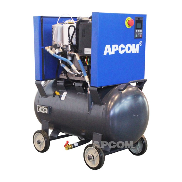 APCOM 18 Cfcm 8bar 5.5 hp 4kw Screw air Compressor 220v with air Dryer and tank 90 Liters
