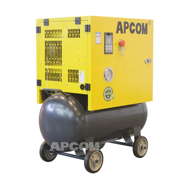 APCOM 18 Cfcm 8bar 5.5 hp 4kw Screw air Compressor 220v with air Dryer and tank 90 Liters