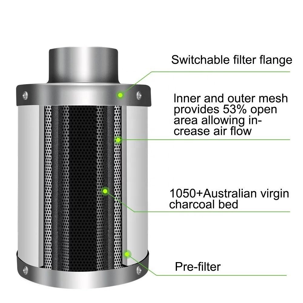 Golden Supplier Customized Hydroponic 6 8 10 12 Inch Grow System Activated Carbon air Filter