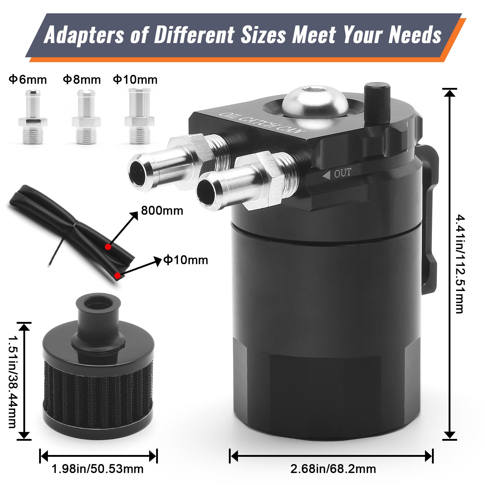 300 ML Oil Catch Can Tank With Air Filter and Exhaust Gas Recovery Bottle with Breather Filter