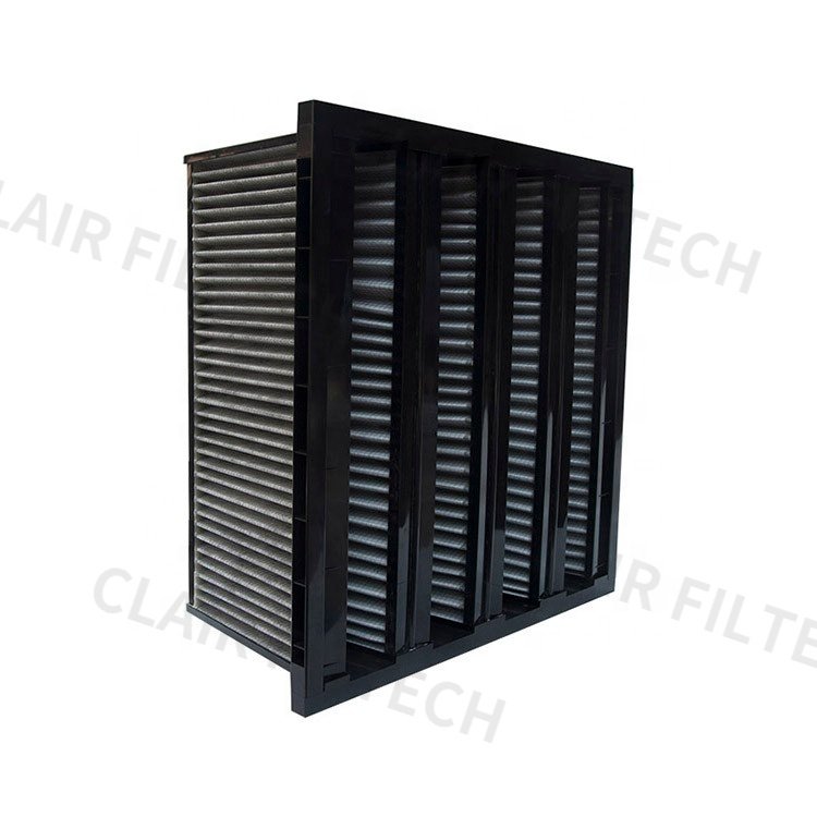 HEPA V W Bank Type Air Purifier Glassfiber H13 H14 Hepa Filter With Aluminum Frame Air Purifier