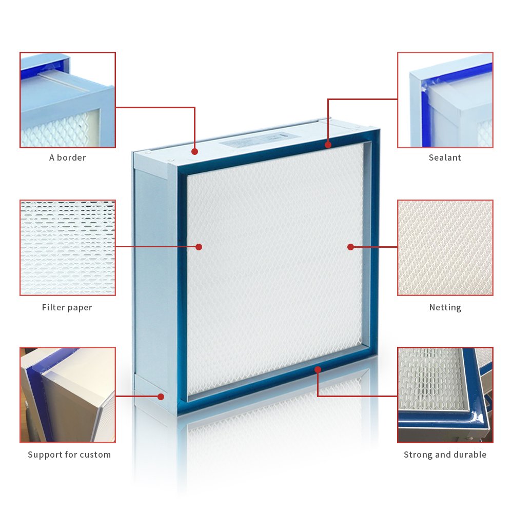 Customized Professional Efficiency Liquid Tank Gel Seal Hepa Air Filter for Clean Room