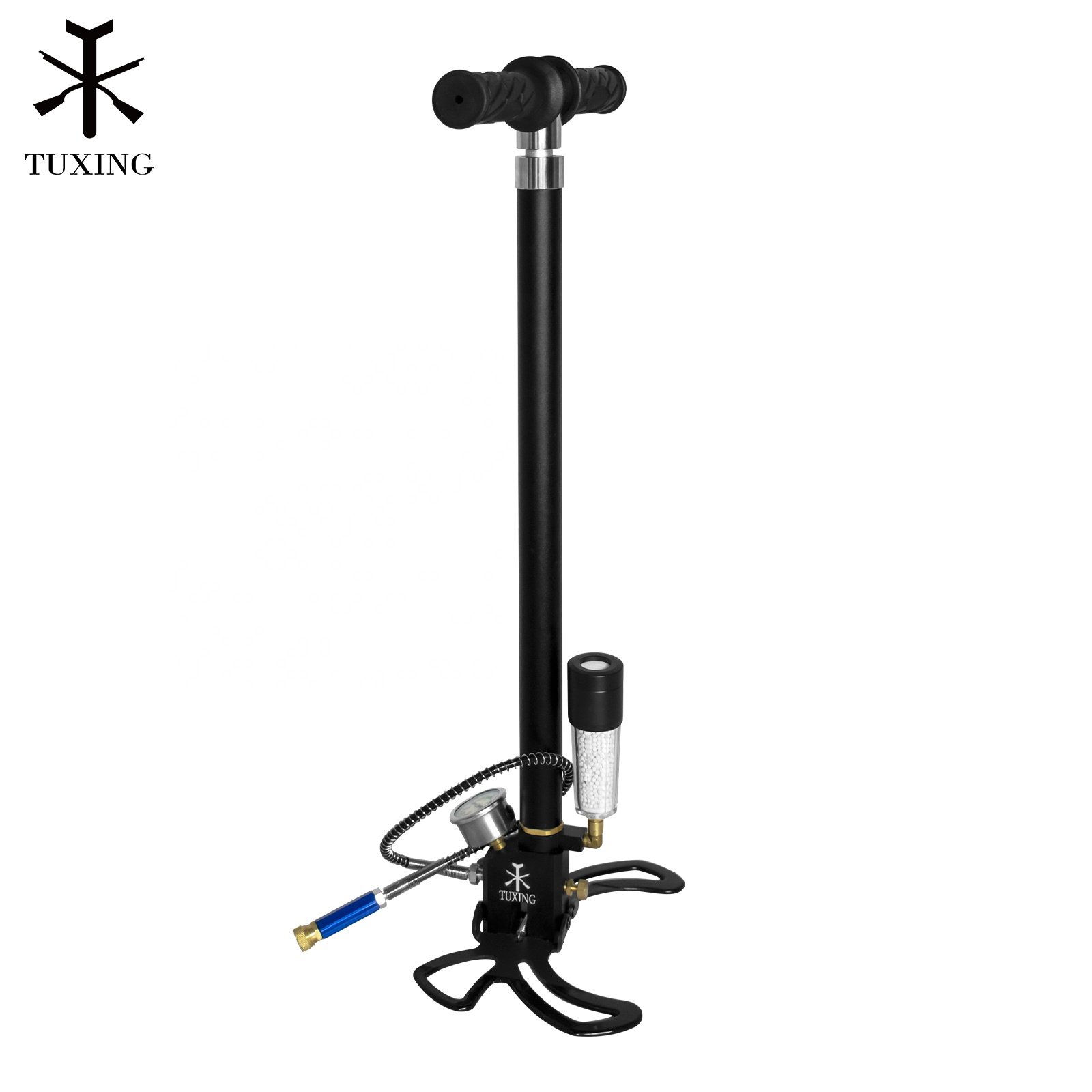 TUXING Hot Selling Three Stages High Pressure 30mpa 4500psi 300bar Ccuba Diving PCP Paintball Hand Pump With Desiccant Filter