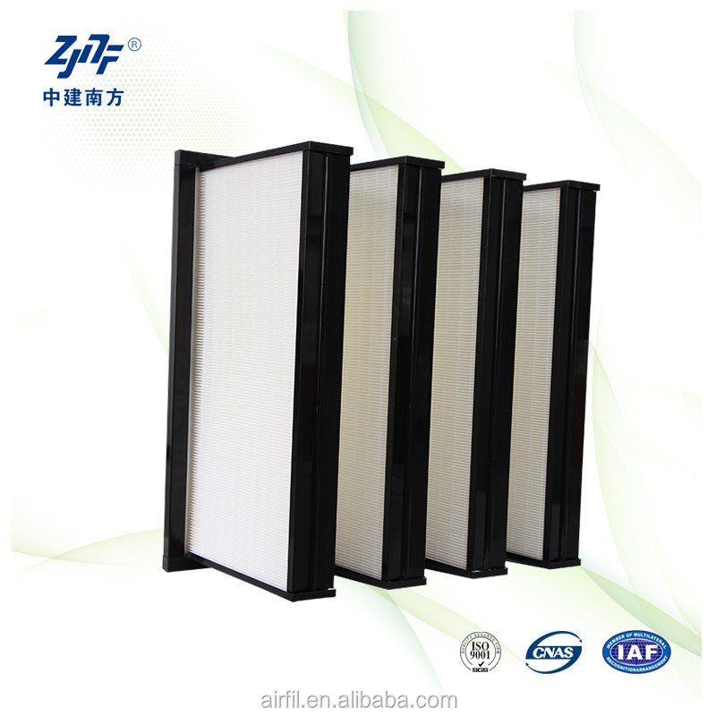 V Cell AHU Hepa Filter Medium Efficiency F7 F8 H13 H14 Plastic Frame 592 X 592X 292mm Mini-pleated Compact 4 V Bank Air Filter