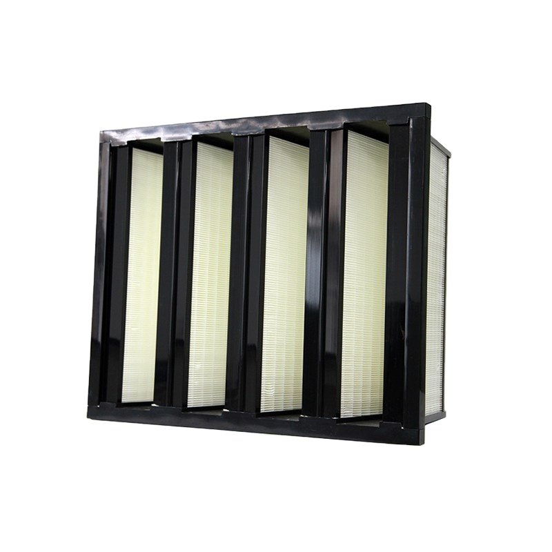 V Cell AHU Hepa Filter Medium Efficiency F7 F8 H13 H14 Plastic Frame 592 X 592X 292mm Mini-pleated Compact 4 V Bank Air Filter