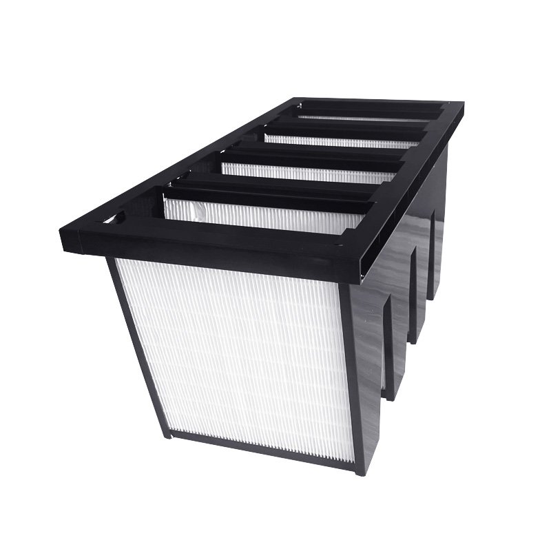 HVAC System Compact V-Bank Type HEPA Filter With Plastic Frame V Cell Compact Filter