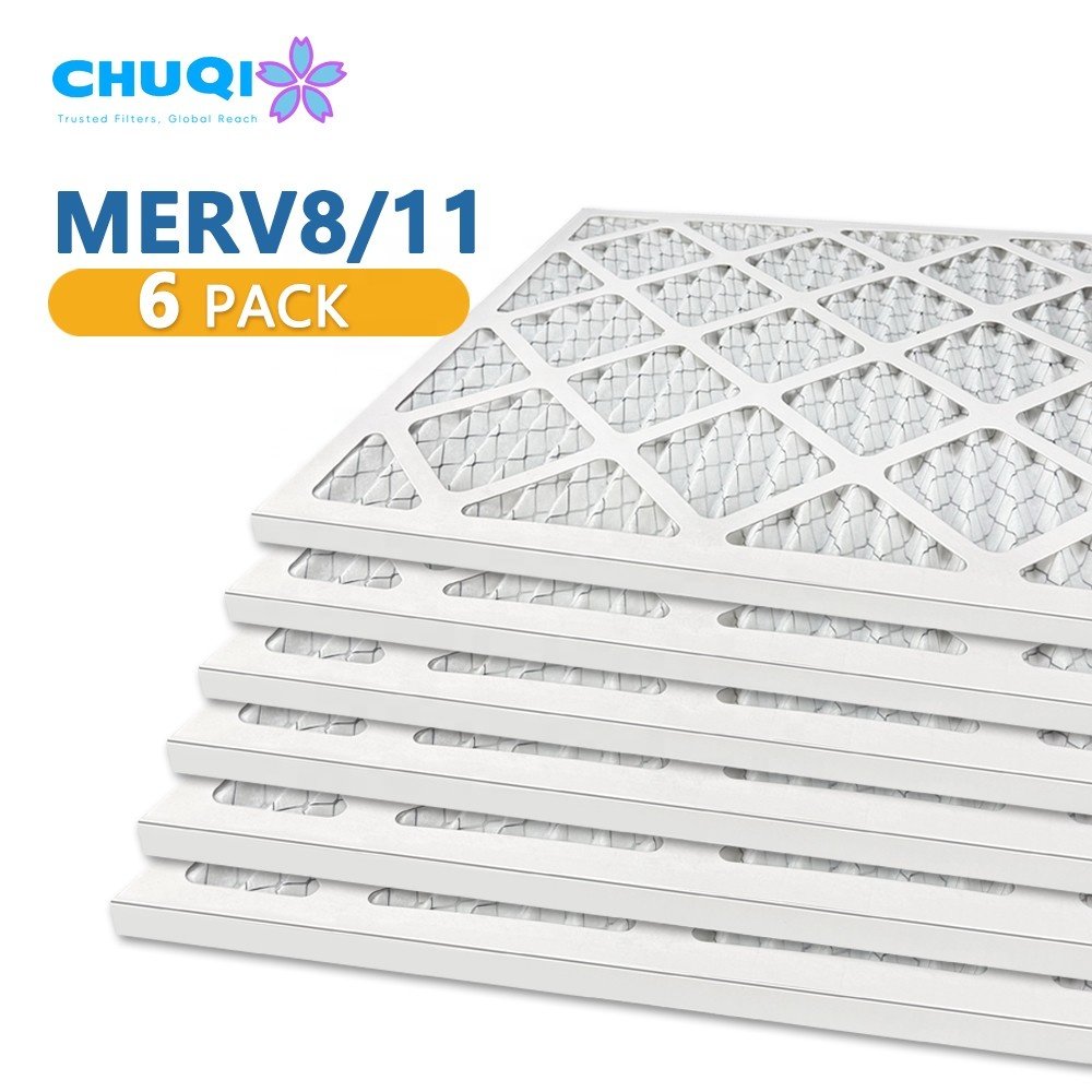 Customized Hot Sale 16x25x1 25x20x1 MERV8 11 Pleated HVAC AC Furnaces Air Filter Industry Air Filter