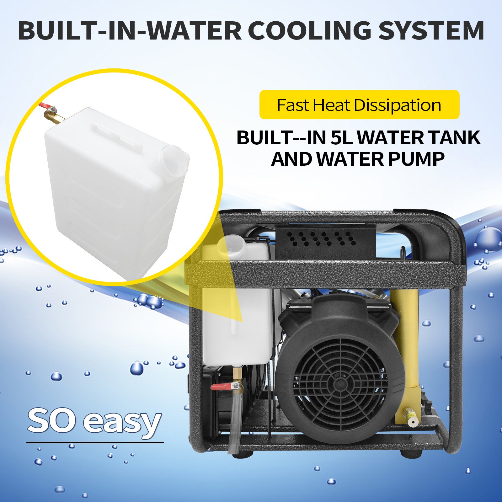Tuxing High Pressure 110V 220V Built-in Water Fan Cooling Filter 30mpa 4500psi 300bar Paintball PCP Scuba Diving Air Compressor