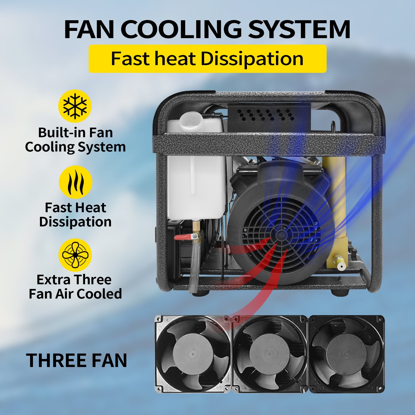 Tuxing High Pressure 110V 220V Built-in Water Fan Cooling Filter 30mpa 4500psi 300bar Paintball PCP Scuba Diving Air Compressor