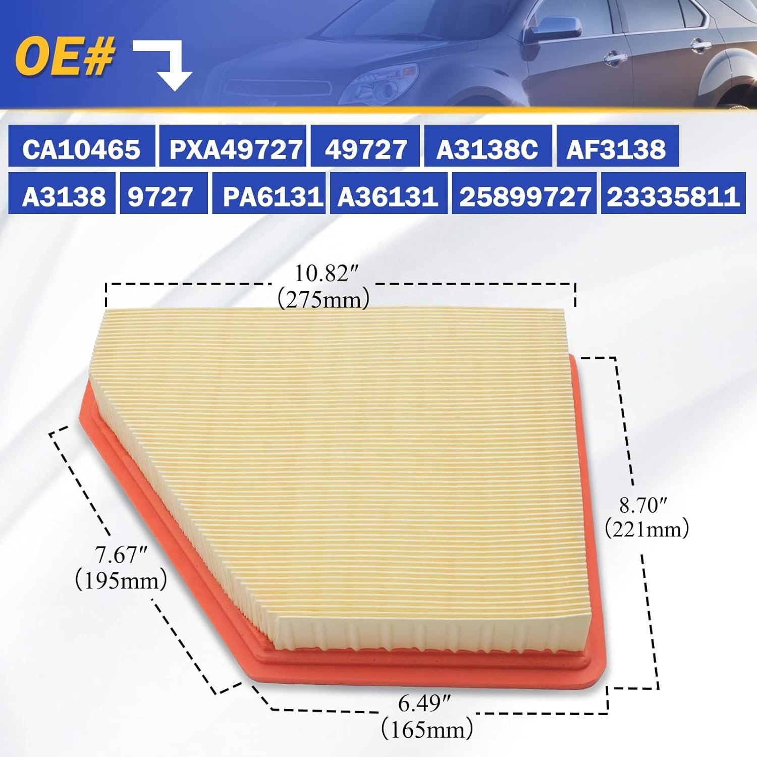 Engine Air Filter 23335811 25899727 LX3022 for Chevrolet Equinox GMC Terrain